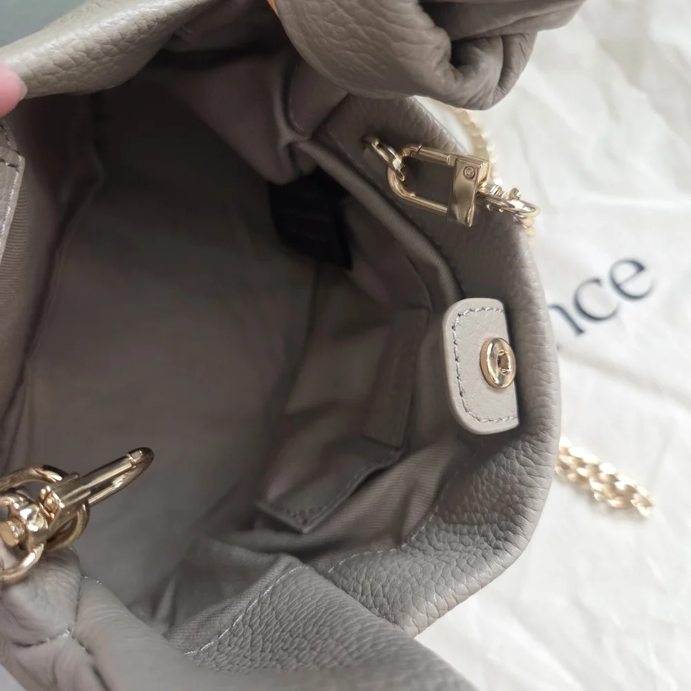 Quince Leather Mini Bow Bag Crossbody In Taupe - Picture 8 of 9